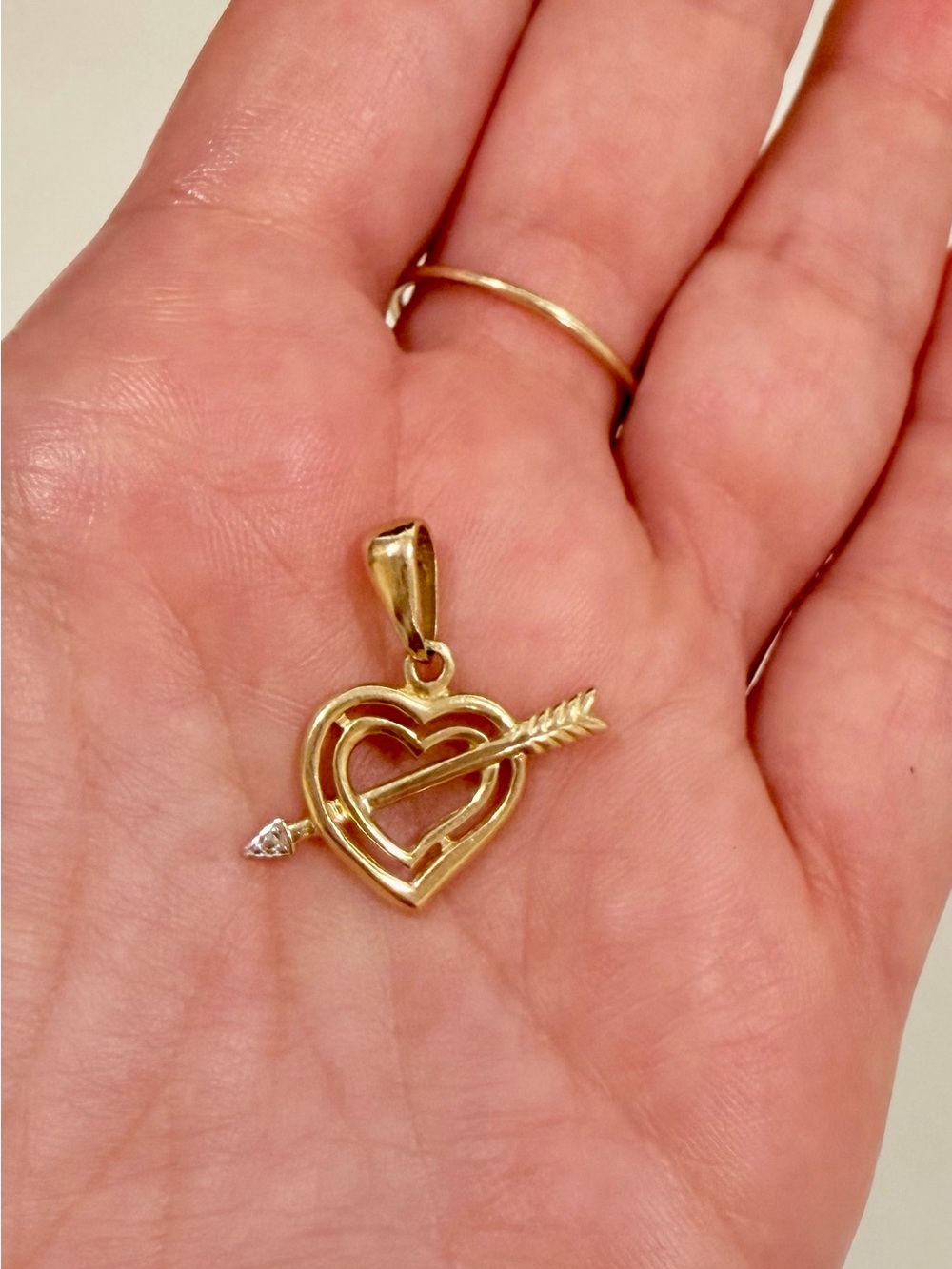 Solid Gold Heart Arrow Pendant for a Necklace - Women's Jewelry